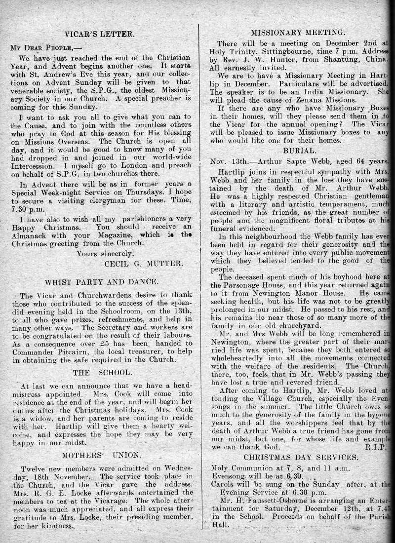 Parish Magazine page number 2 for Dec 1931