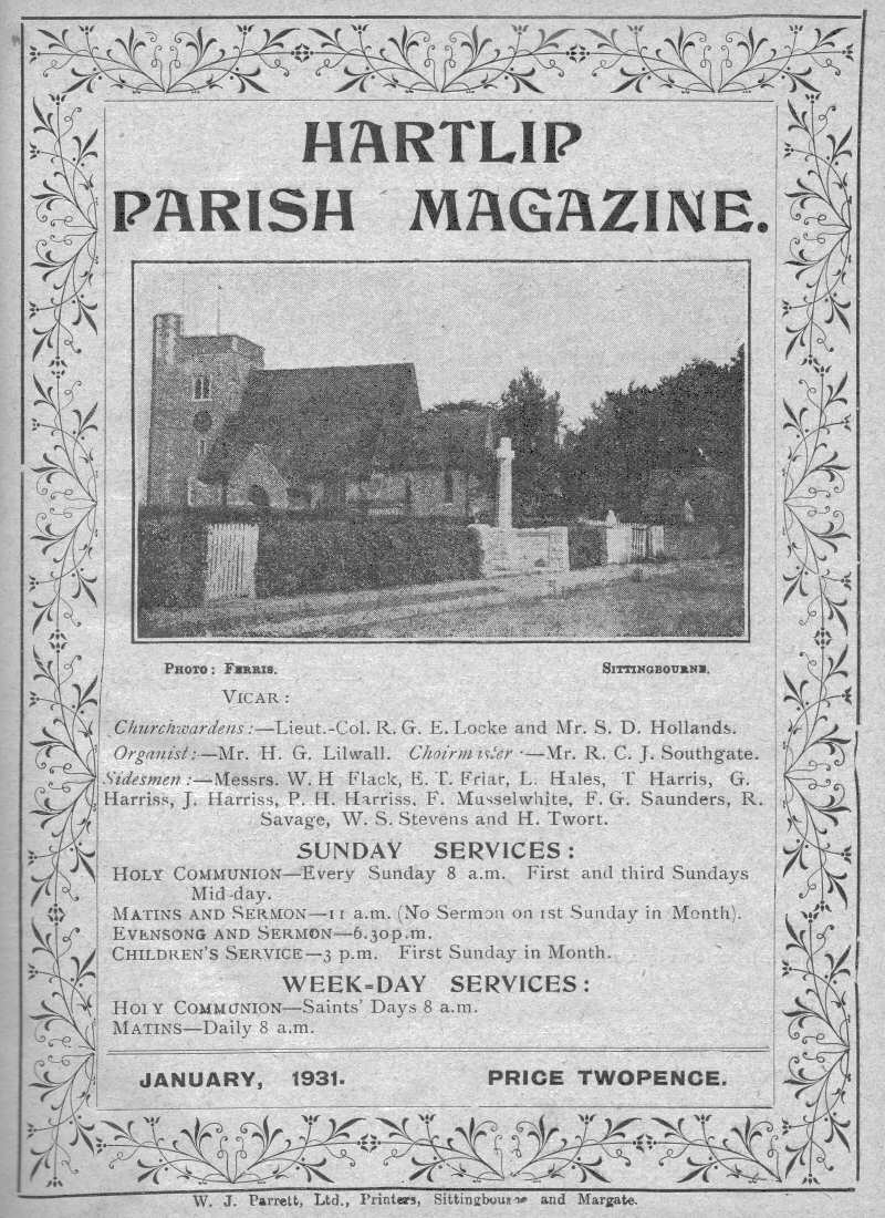 Parish Magazine page number 1 for Jan 1931