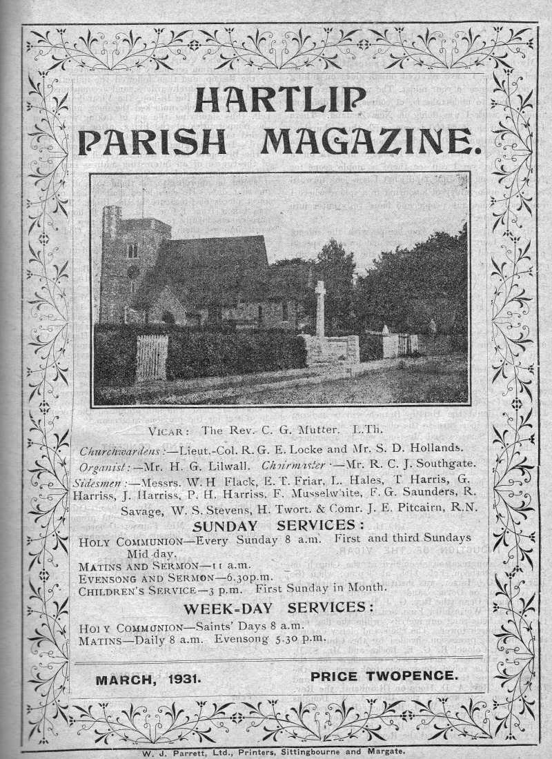 Parish Magazine page number 1 for Mar 1931