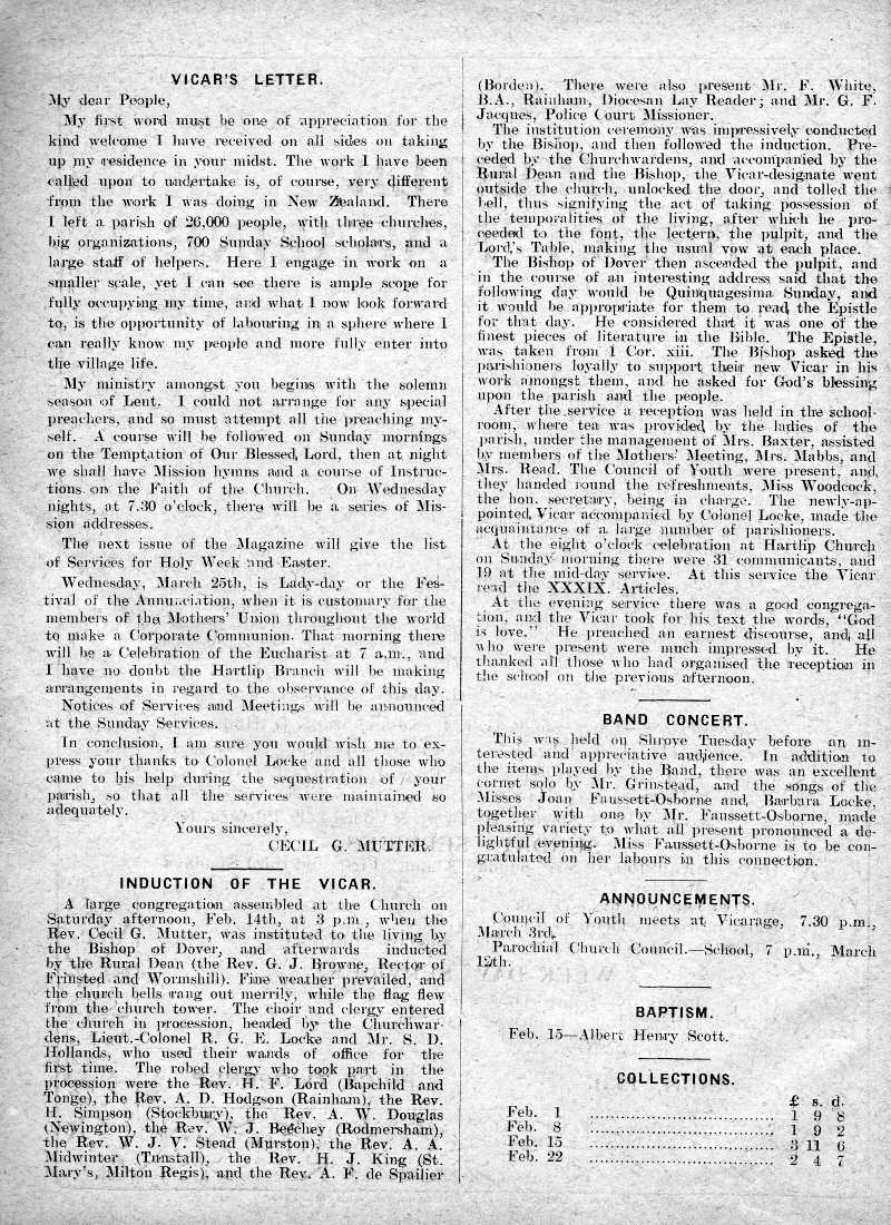 Parish Magazine page number 2 for Mar 1931