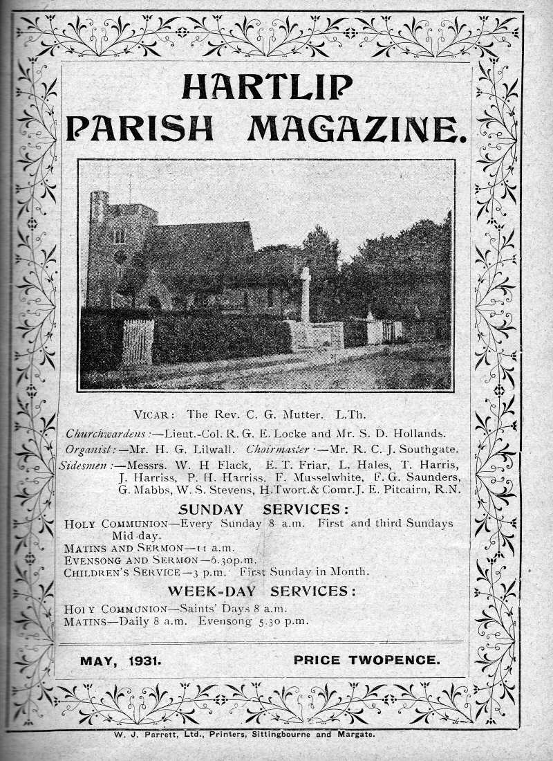 Parish Magazine page number 1 for May 1931