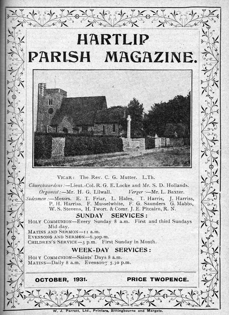 Parish Magazine page number 1 for Oct 1931