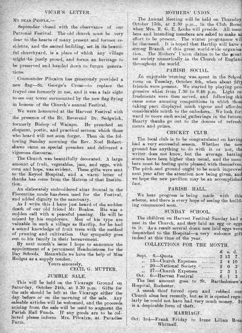 Parish Magazine page number 2 for Oct 1931