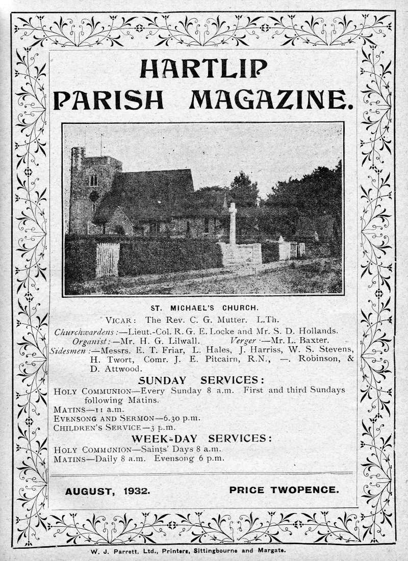 Parish Magazine page number 1 for Aug 1932