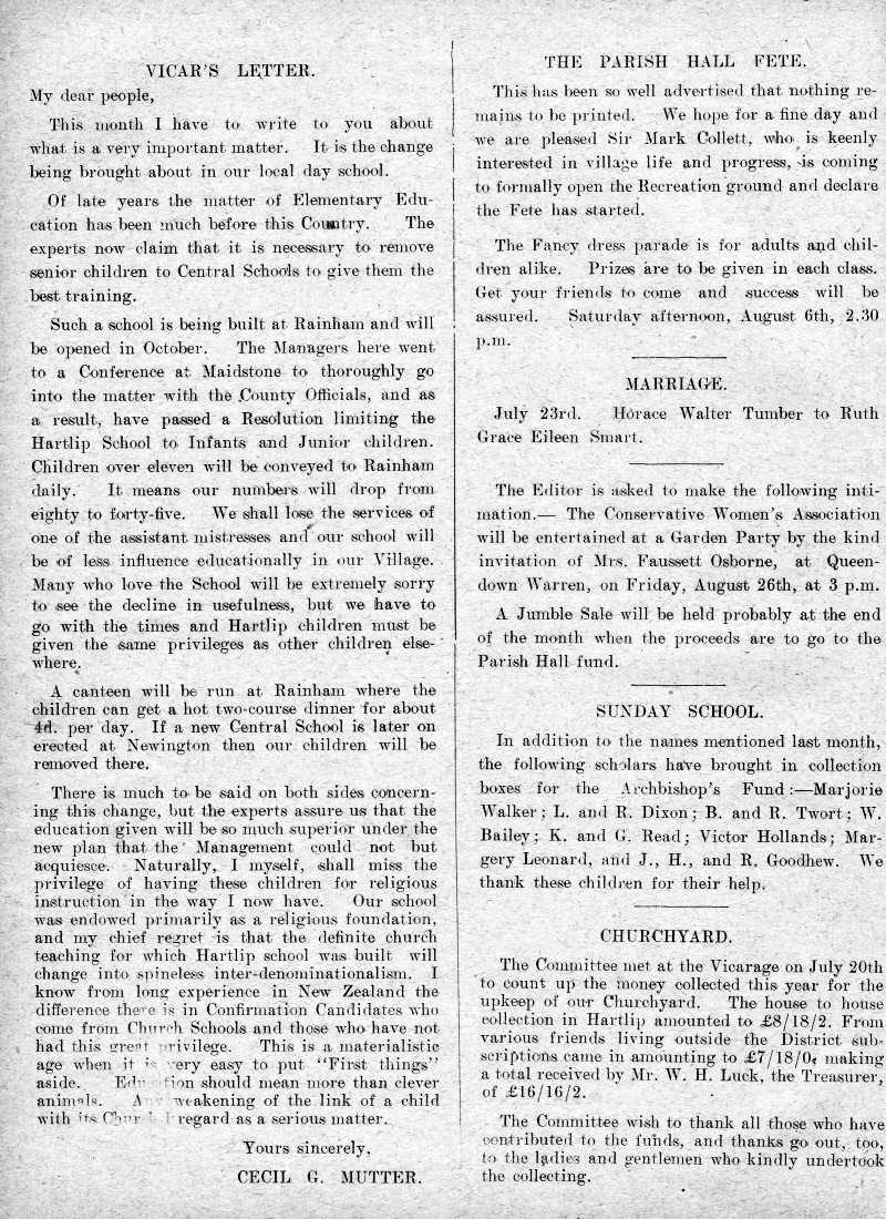 Parish Magazine page number 2 for Aug 1932