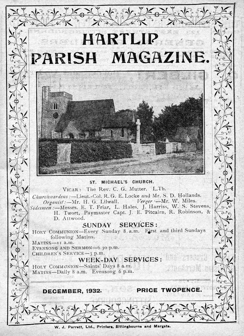 Parish Magazine page number 1 for Dec 1932