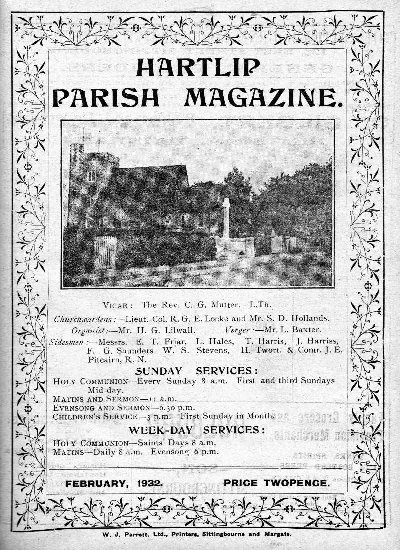 Parish Magazine page number 1 for Feb 1932