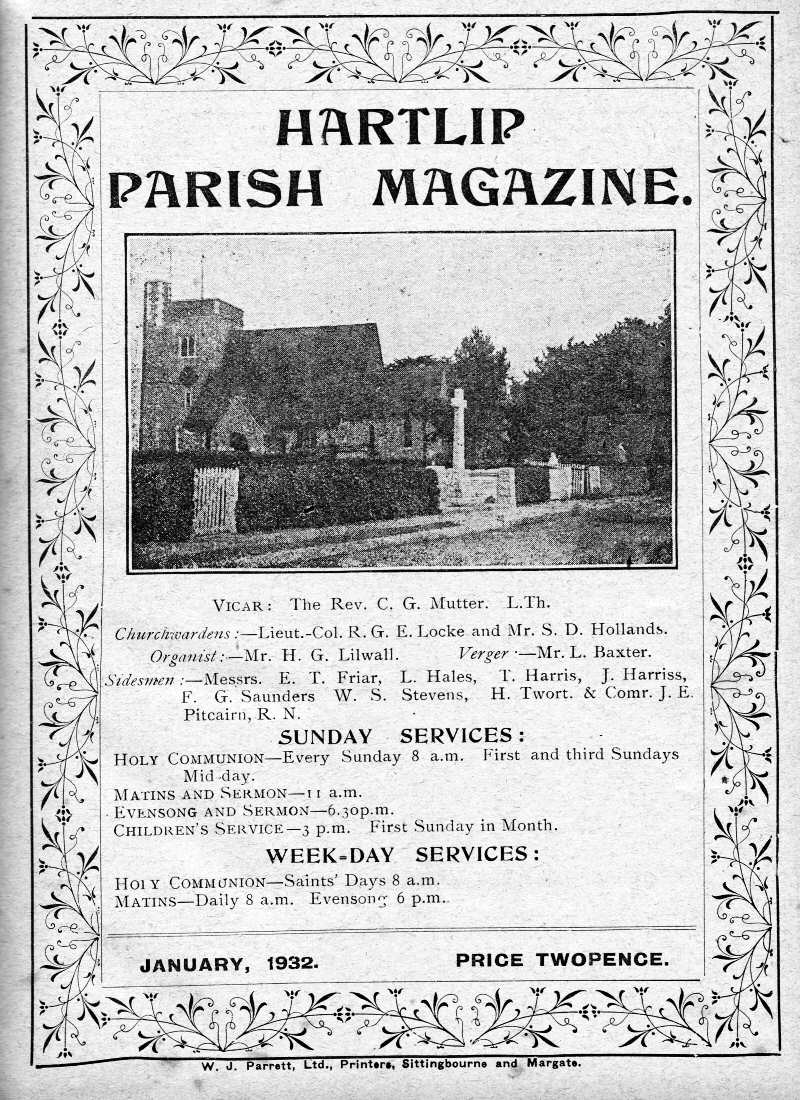Parish Magazine page number 1 for Jan 1932