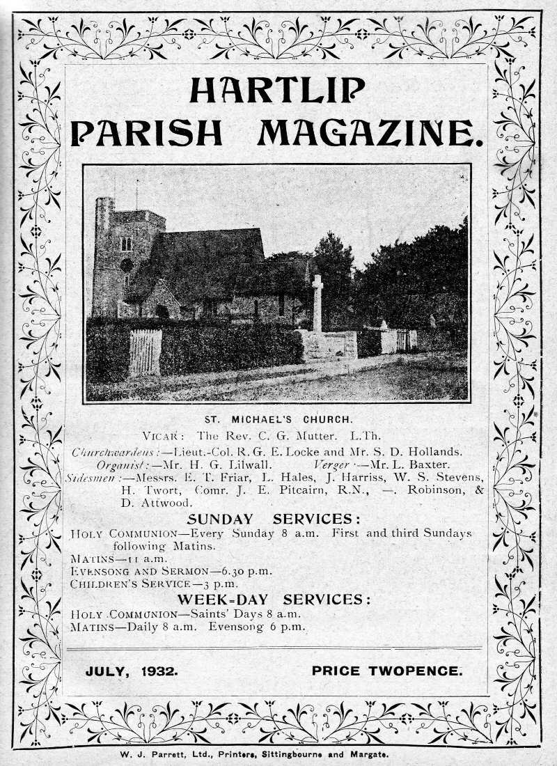 Parish Magazine page number 1 for Jul 1932