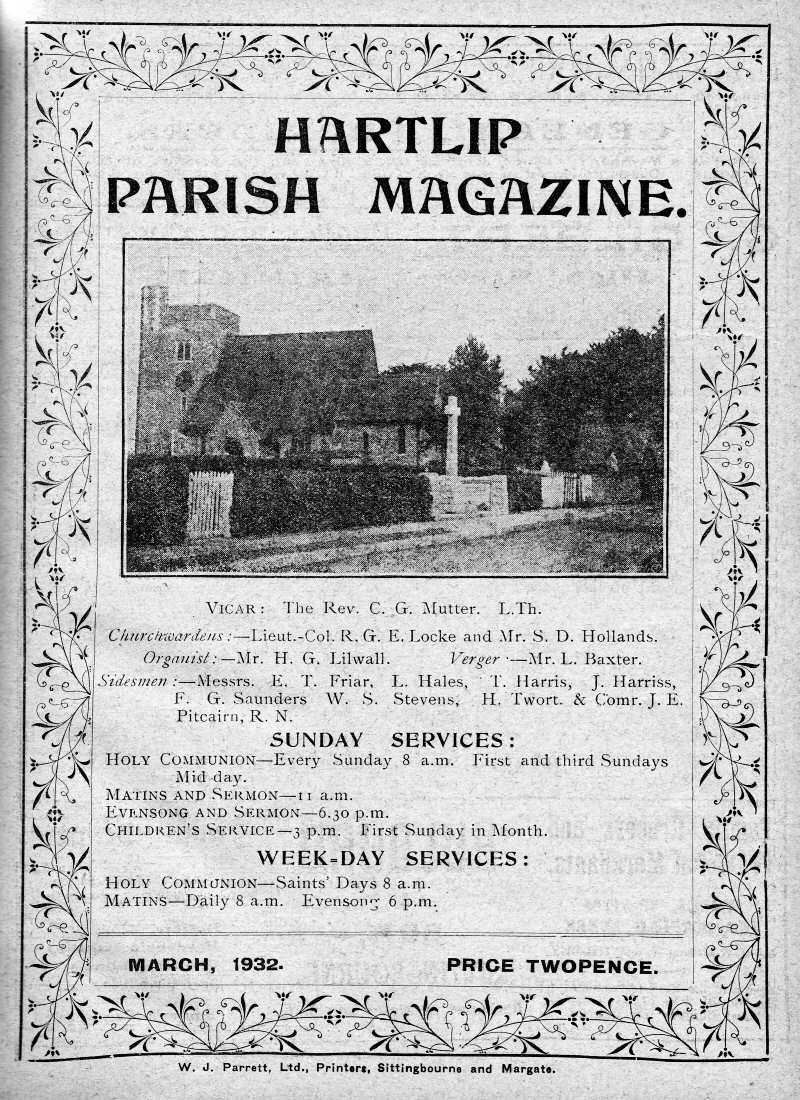 Parish Magazine page number 1 for Mar 1932