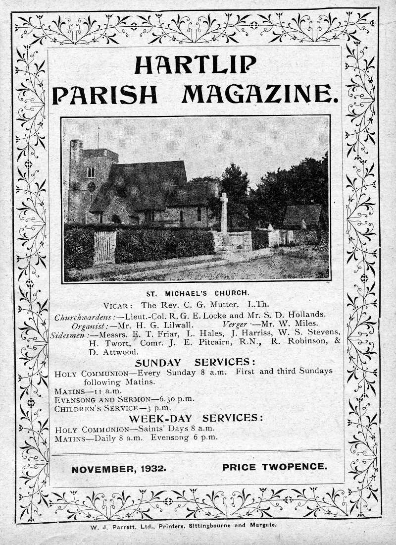 Parish Magazine page number 1 for Nov 1932