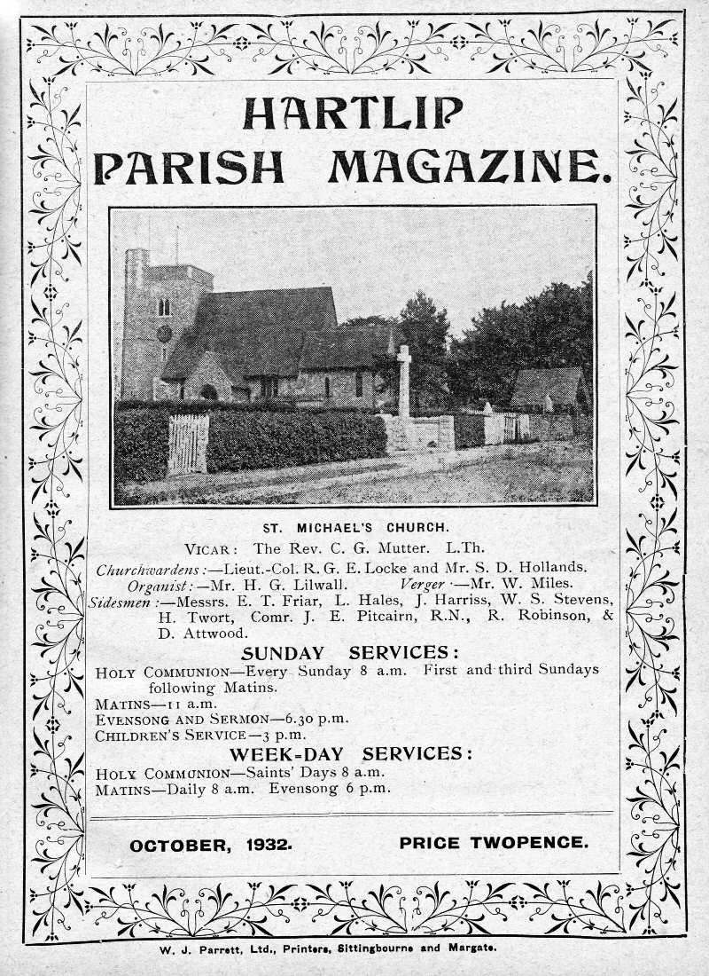 Parish Magazine page number 1 for Oct 1932