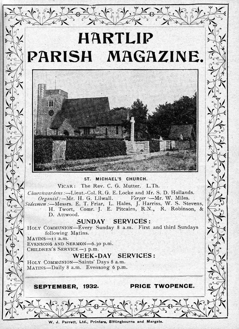 Parish Magazine page number 1 for Sep 1932