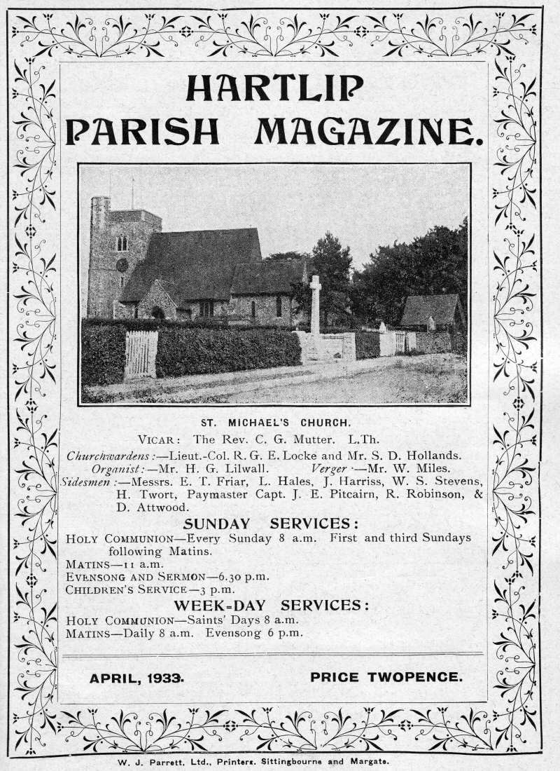 Parish Magazine page number 1 for Apr 1933