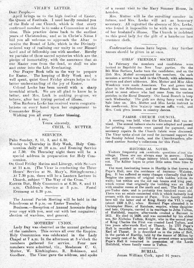 Parish Magazine page number 2 for Apr 1933