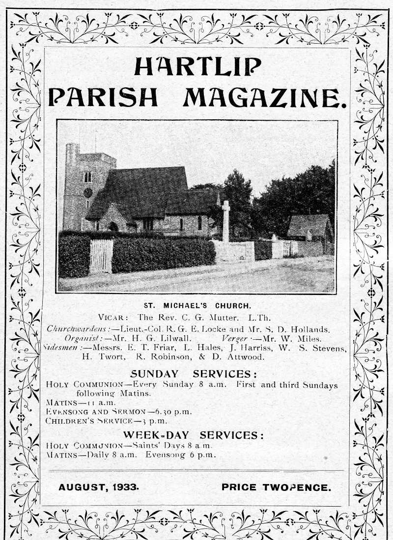 Parish Magazine page number 1 for Aug 1933