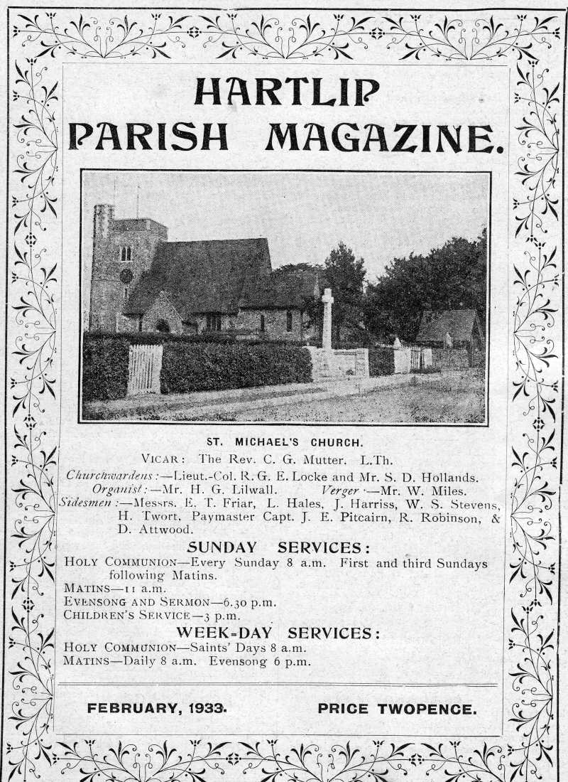 Parish Magazine page number 1 for Feb 1933