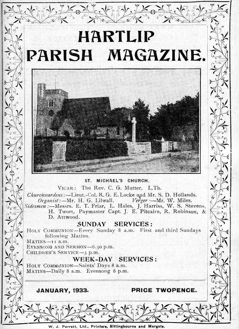 Parish Magazine page number 1 for Jan 1933