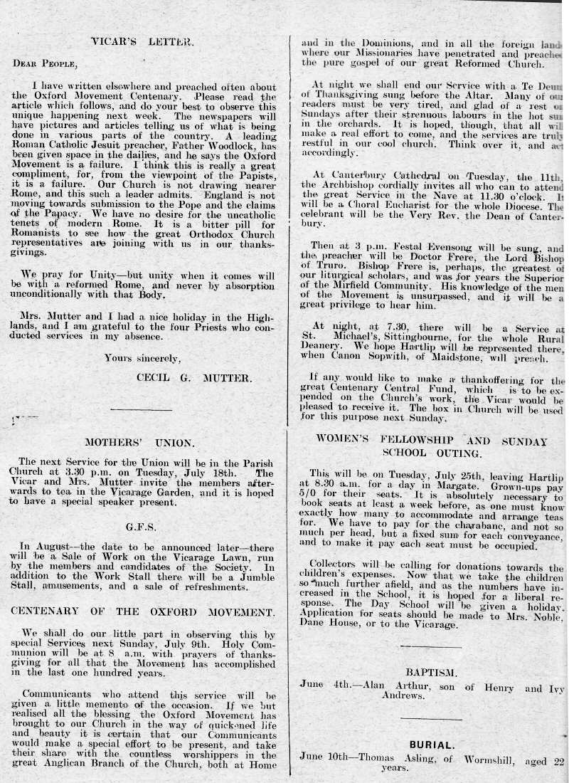 Parish Magazine page number 2 for Jul 1933