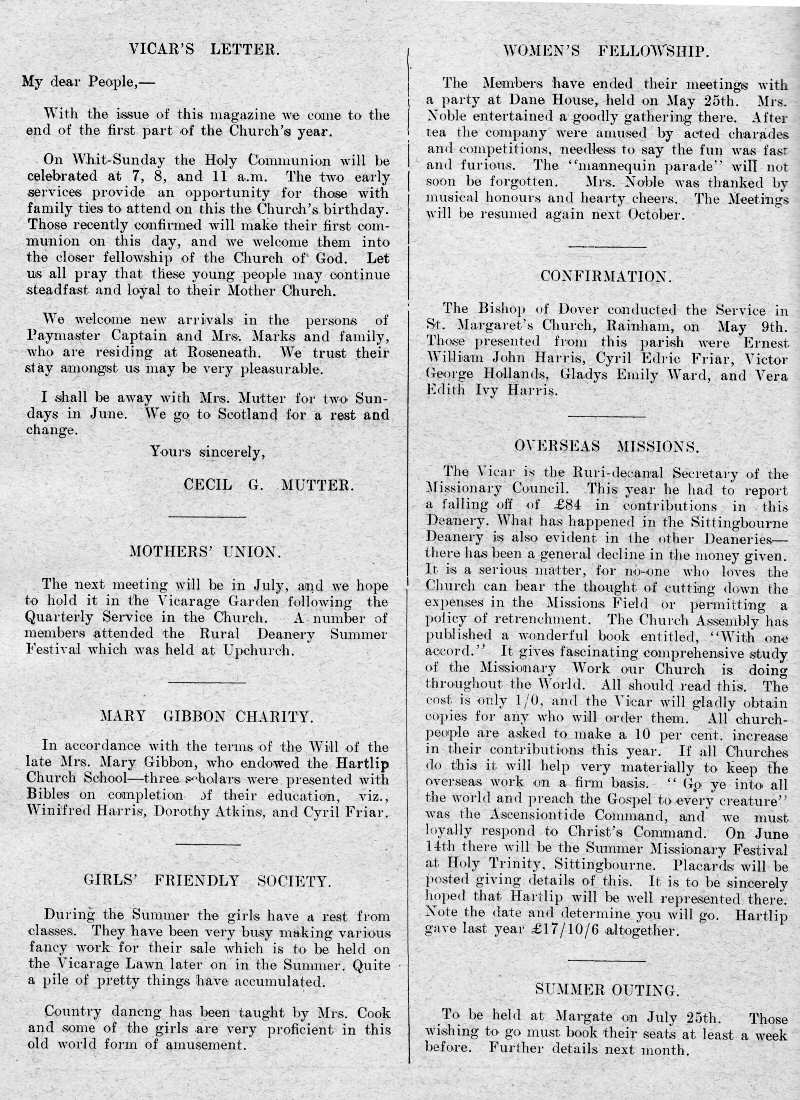 Parish Magazine page number 2 for Jun 1933