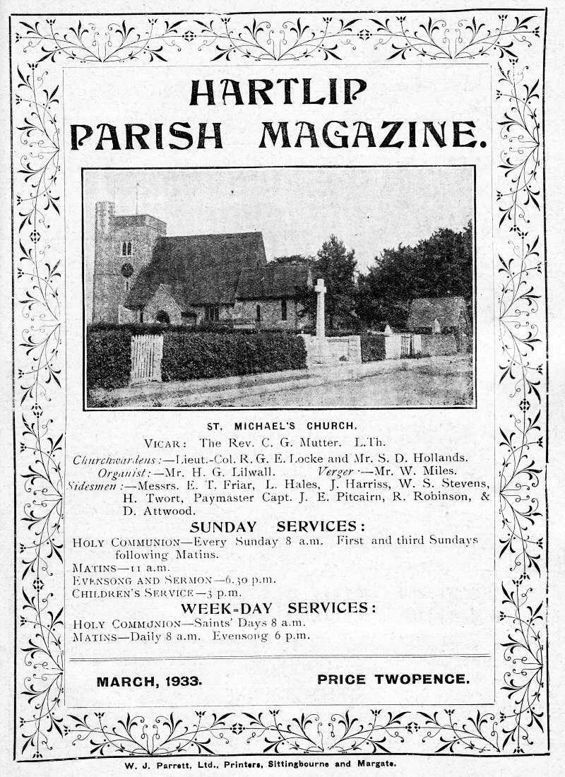 Parish Magazine page number 1 for Mar 1933