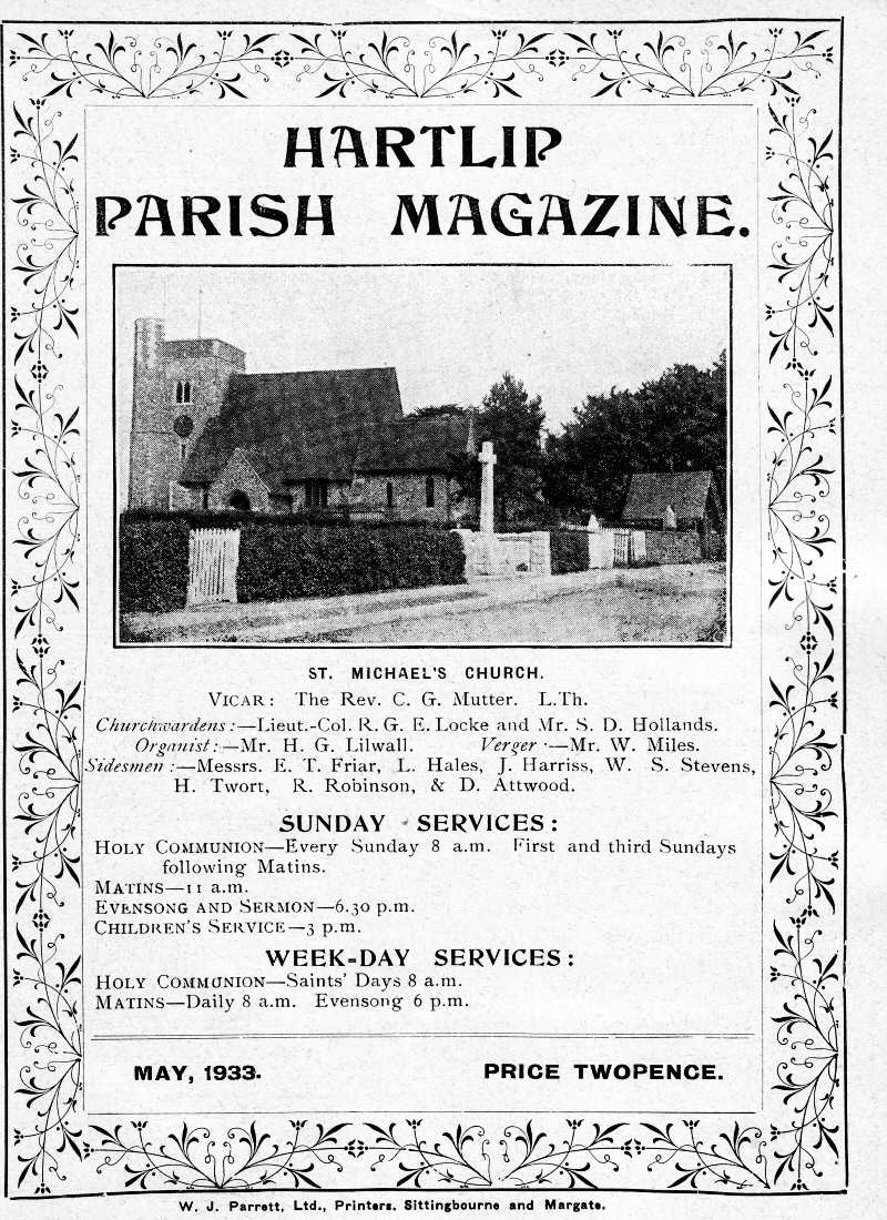 Parish Magazine page number 1 for May 1933