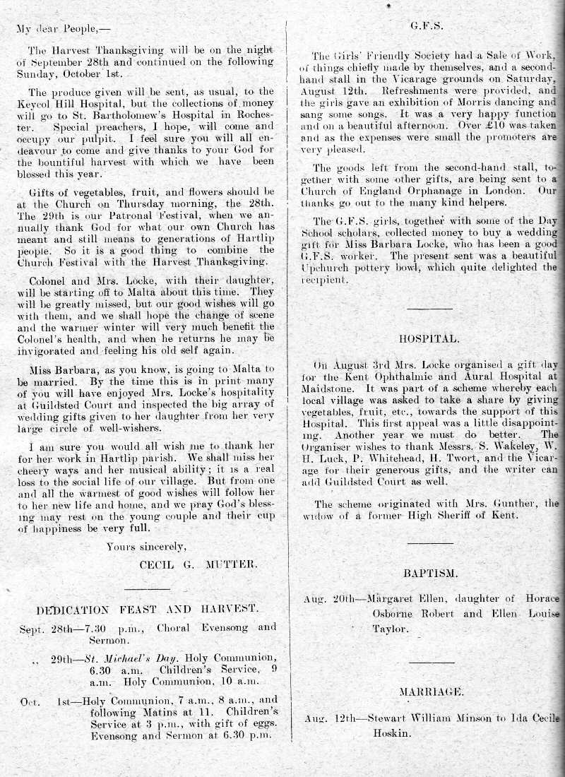 Parish Magazine page number 2 for Sep 1933