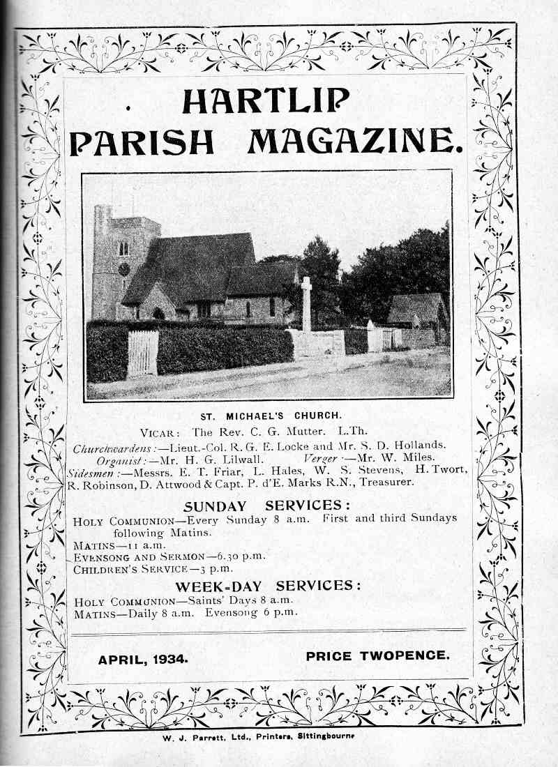 Parish Magazine page number 1 for Apr 1934