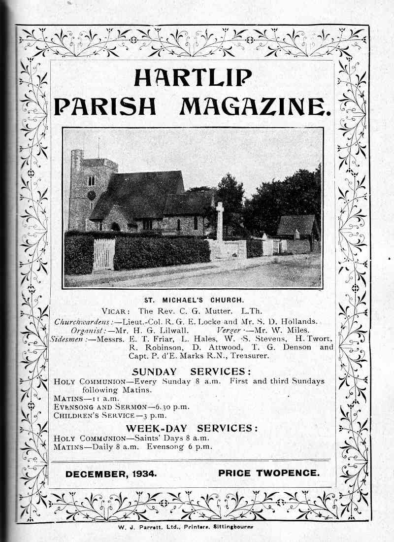 Parish Magazine page number 1 for Dec 1934