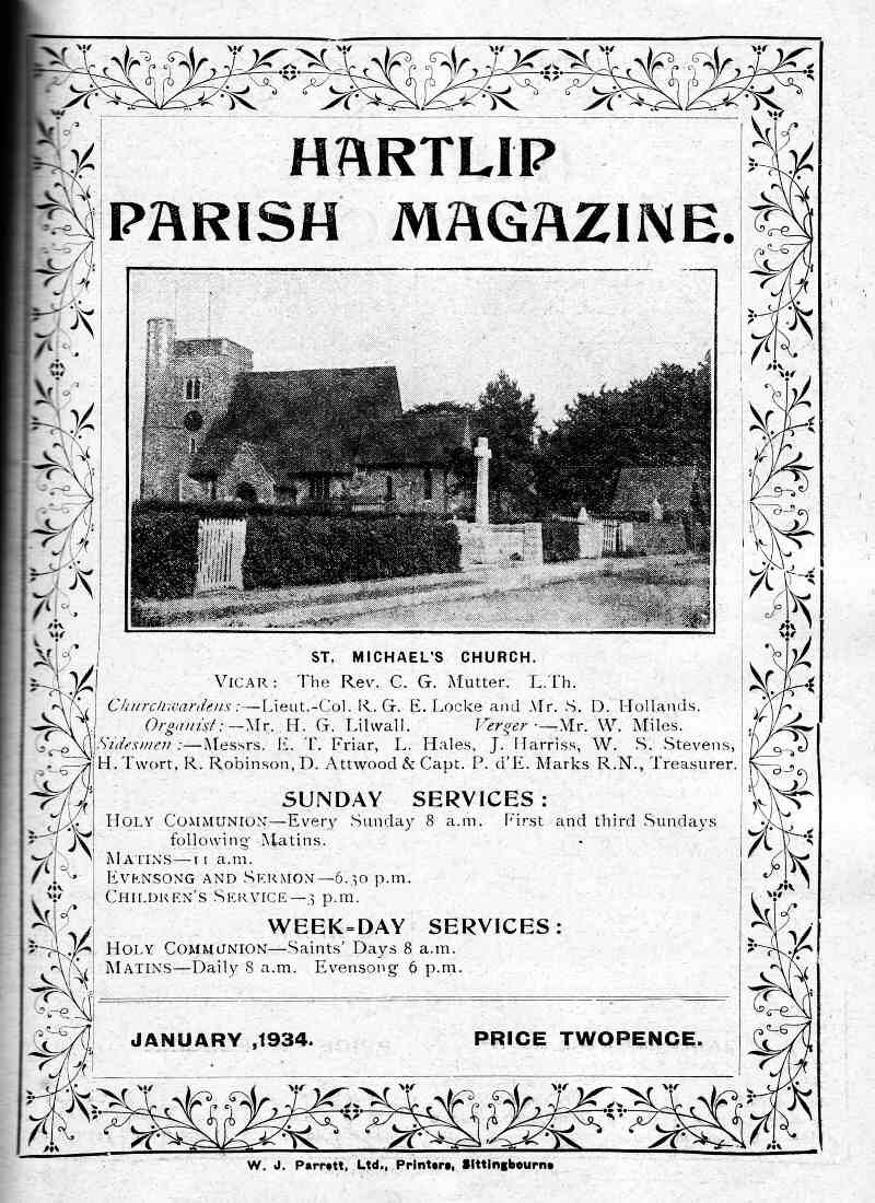 Parish Magazine page number 1 for Jan 1934