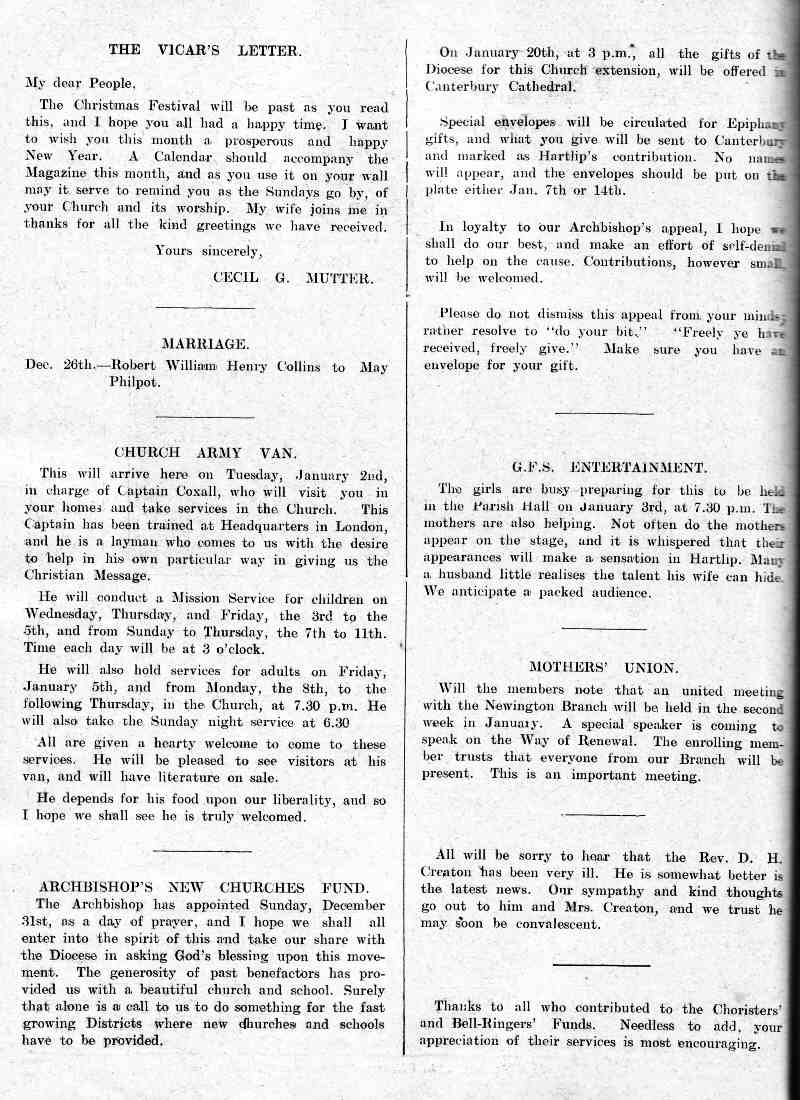 Parish Magazine page number 2 for Jan 1934