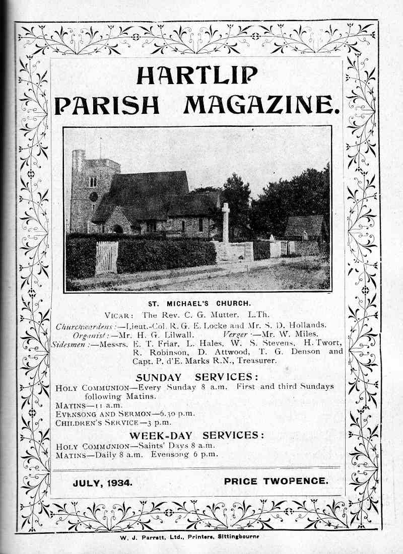 Parish Magazine page number 1 for Jul 1934