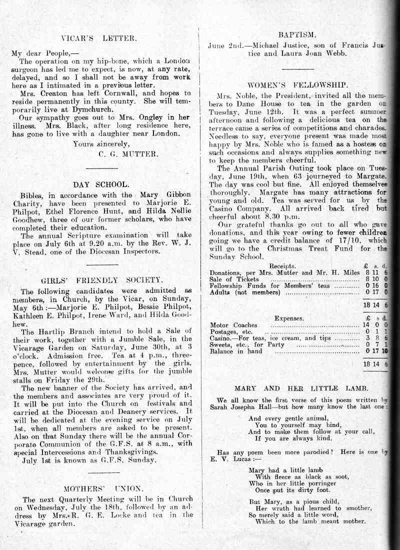 Parish Magazine page number 2 for Jul 1934