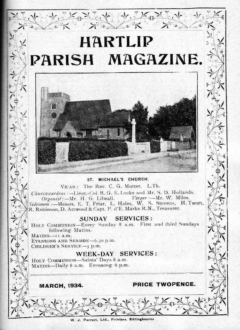 Parish Magazine page number 1 for Mar 1934