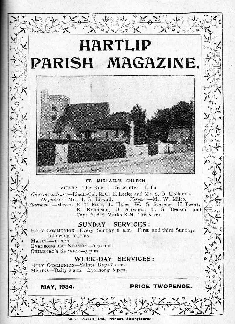 Parish Magazine page number 1 for May 1934