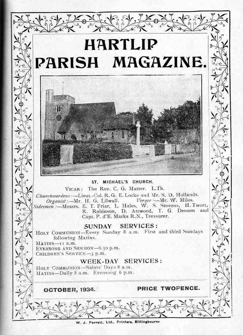 Parish Magazine page number 1 for Oct 1934