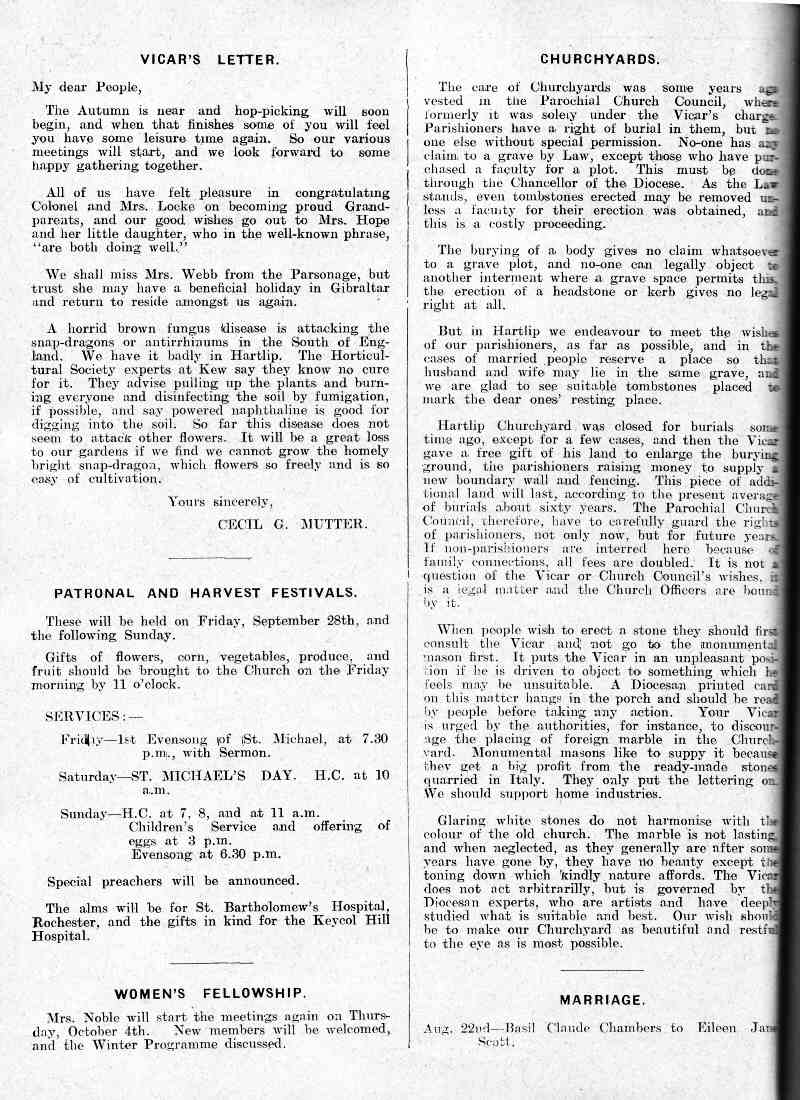 Parish Magazine page number 2 for Sep 1934
