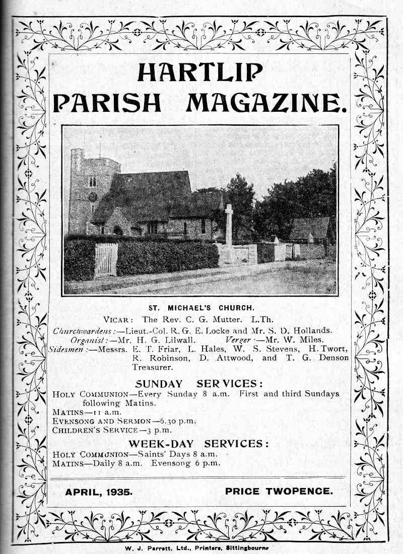 Parish Magazine page number 1 for Apr 1935