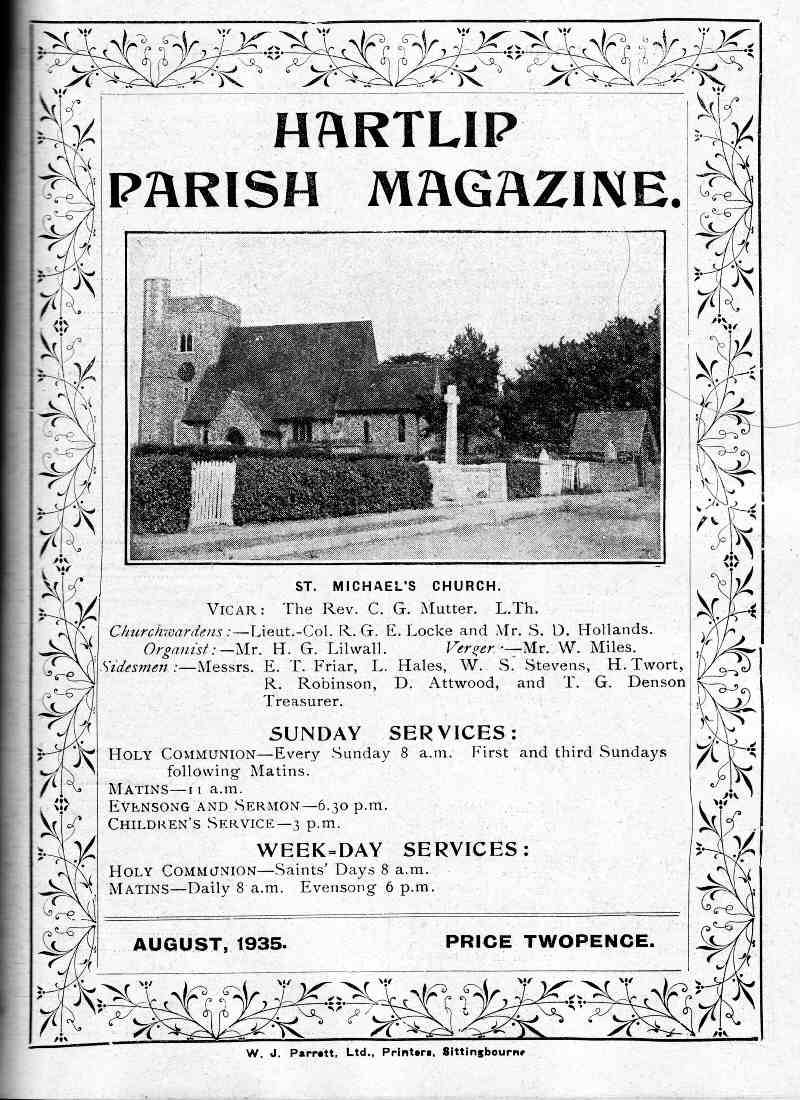 Parish Magazine page number 1 for Aug 1935