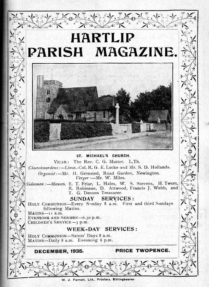 Parish Magazine page number 1 for Dec 1935