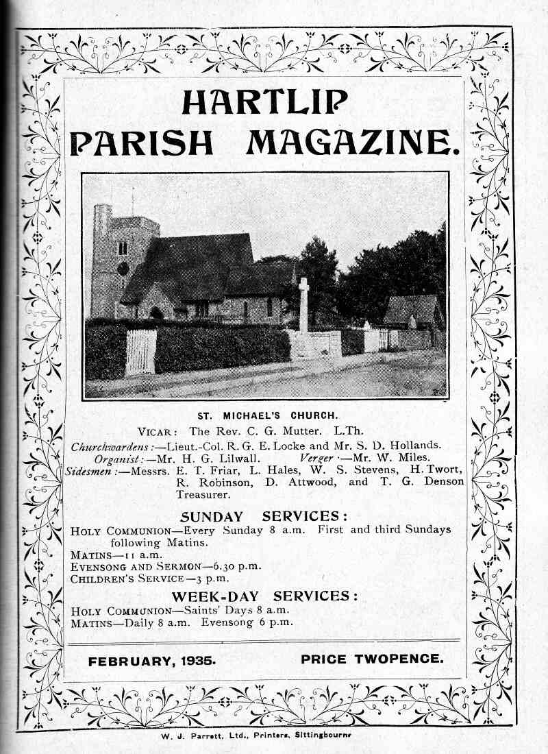 Parish Magazine page number 1 for Feb 1935