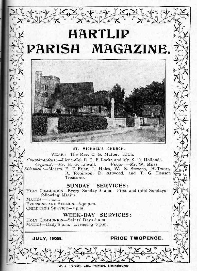 Parish Magazine page number 1 for Jul 1935
