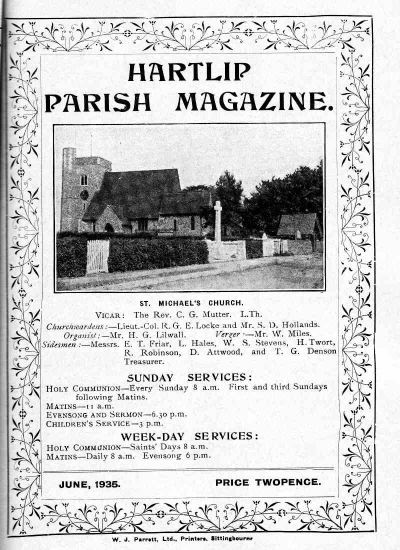 Parish Magazine page number 1 for Jun 1935