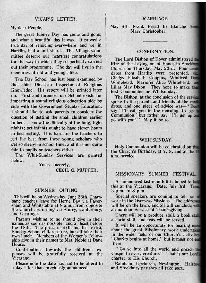 Parish Magazine page number 2 for Jun 1935