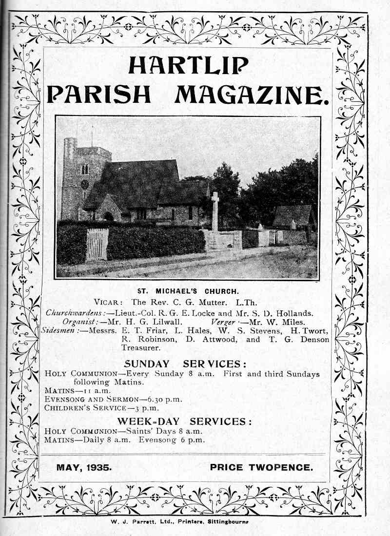 Parish Magazine page number 1 for May 1935