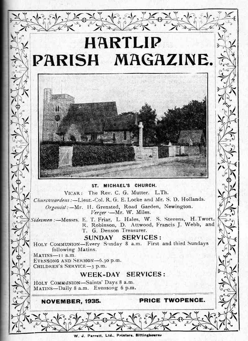 Parish Magazine page number 1 for Nov 1935