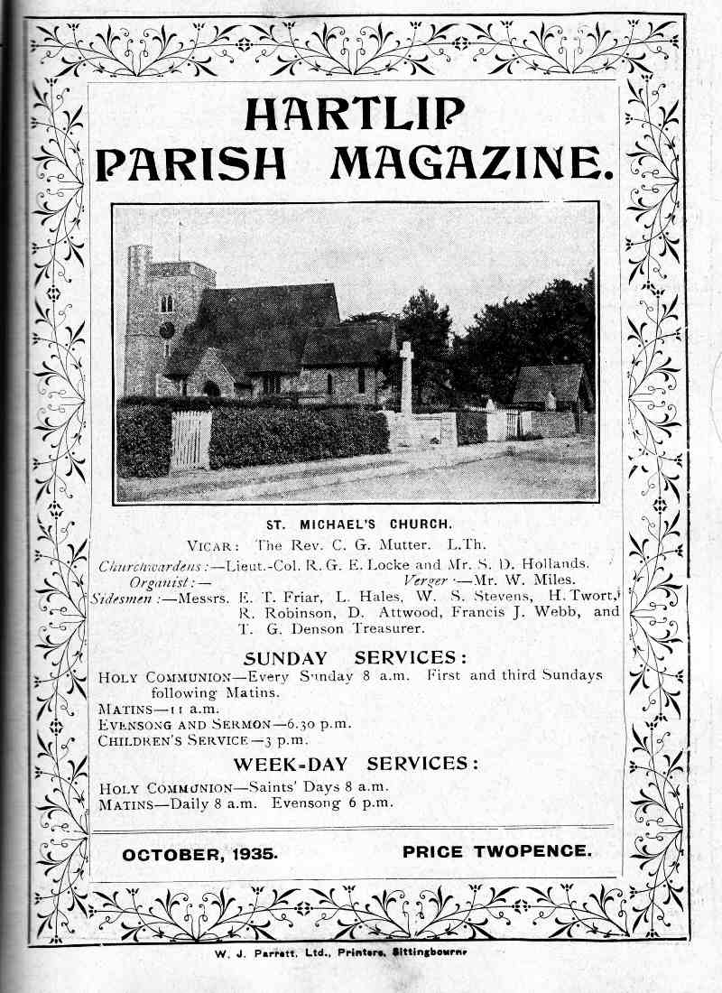 Parish Magazine page number 1 for Oct 1935