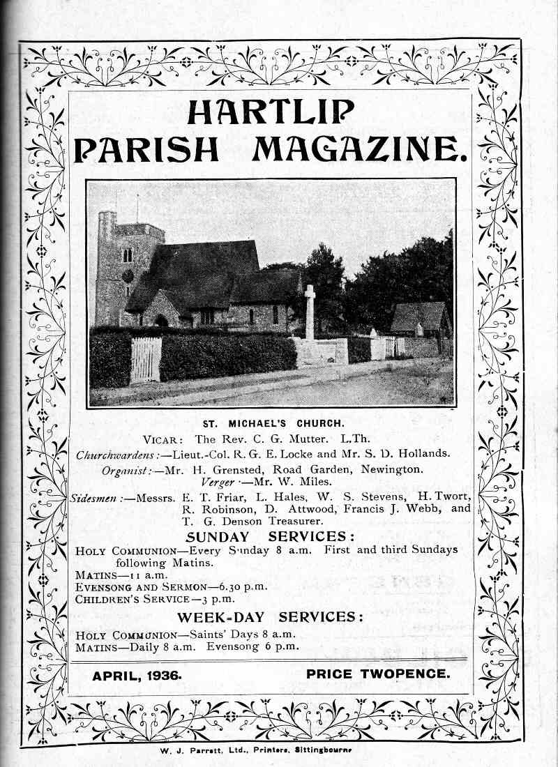 Parish Magazine page number 1 for Apr 1936