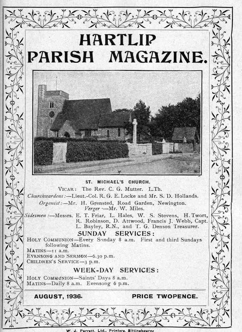 Parish Magazine page number 1 for Aug 1936