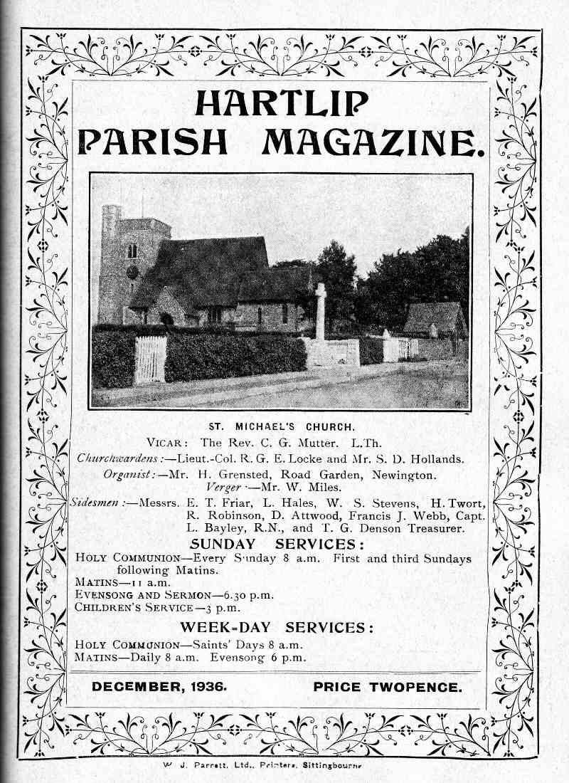 Parish Magazine page number 1 for Dec 1936